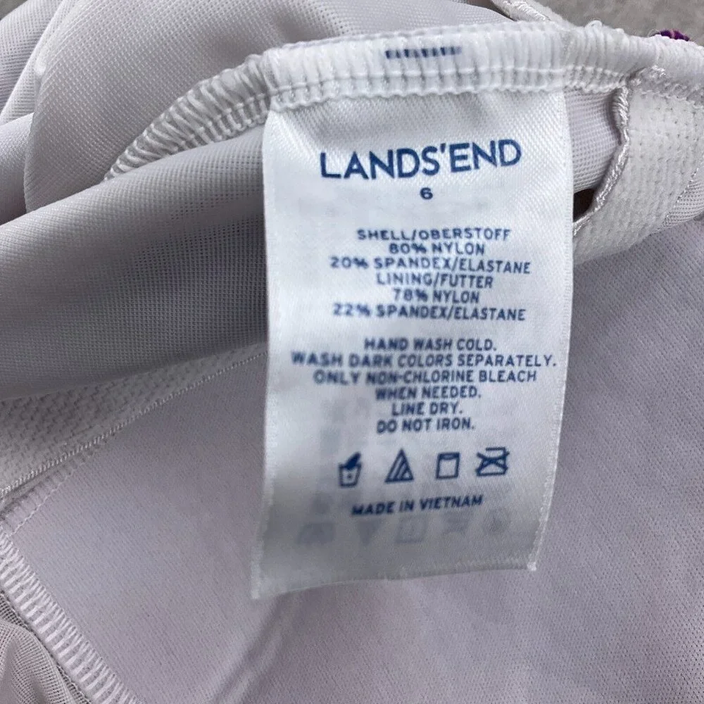 Lands End Tankini Top Women 6 Blue Purple Floral Paisely Layered Bra Wide‎ Strap